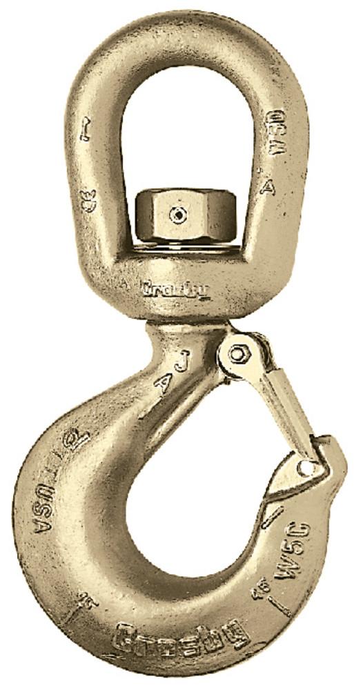 Crosby Alloy Steel Swivel Hook with Latch, 7 Ton WLL, L-322AN | CR
